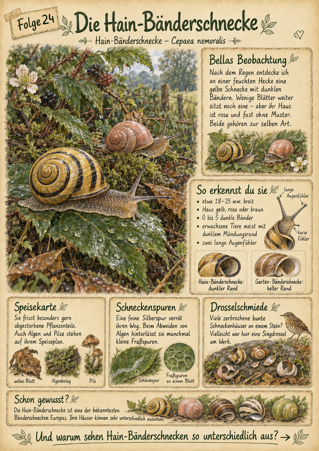 Bänderschnecke Notizbuch Seite A