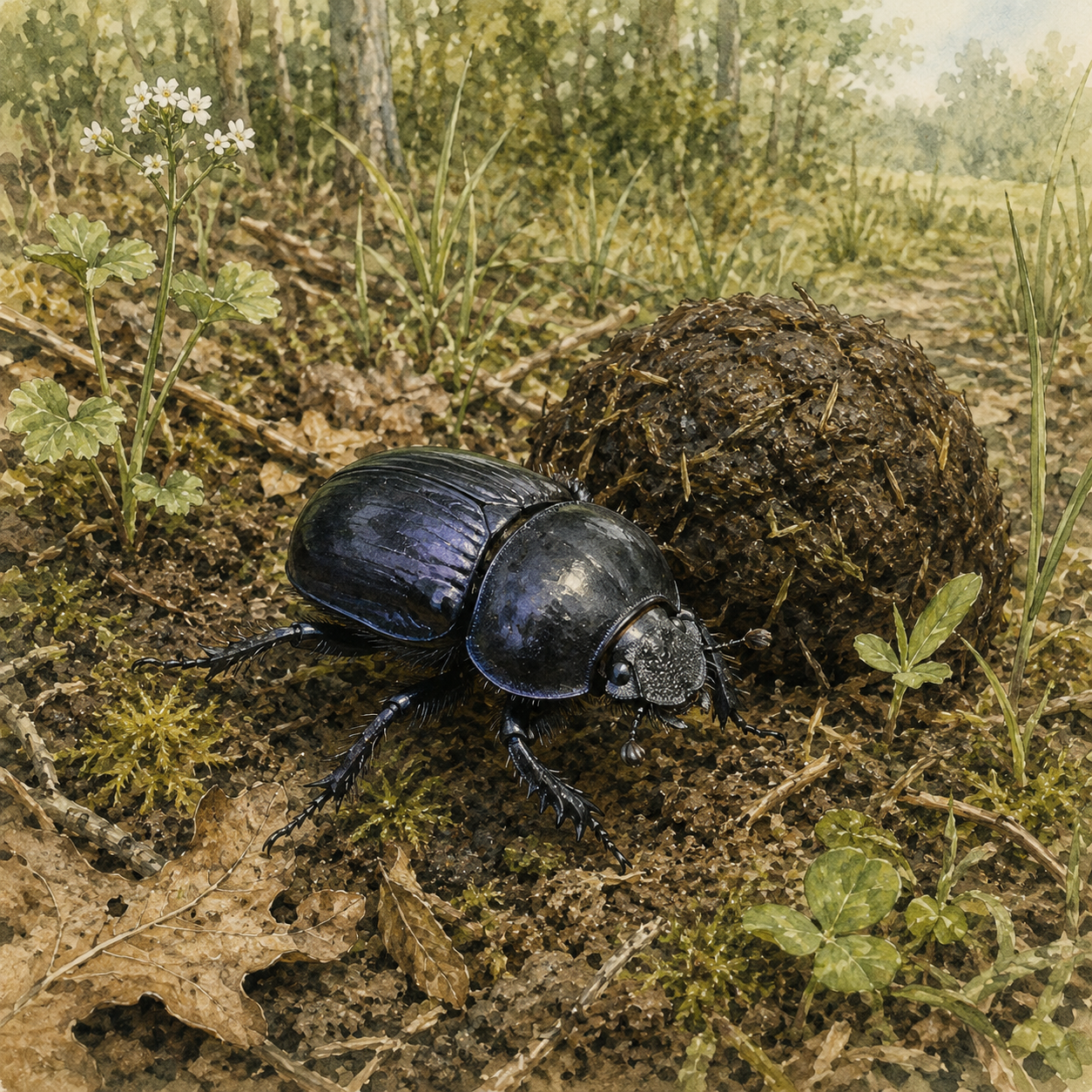 Illustration zum Mistkäfer bei Bella Wildherz
