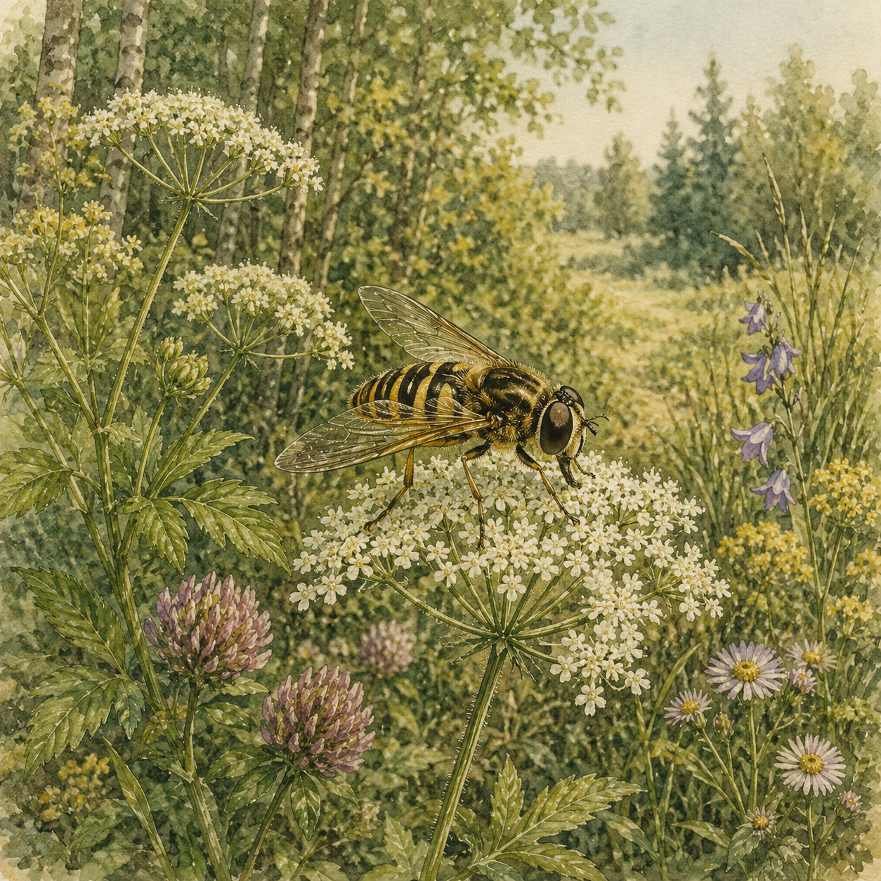 Illustration zu Hainschwebfliege bei Bella Wildherz