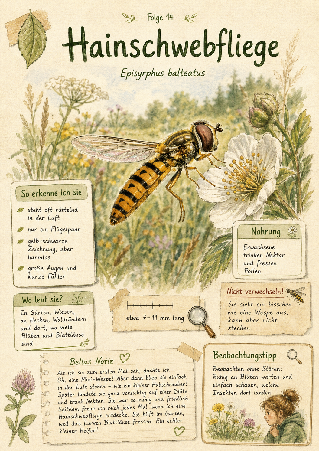 Hainschwebfliege Notizbuch Seite A