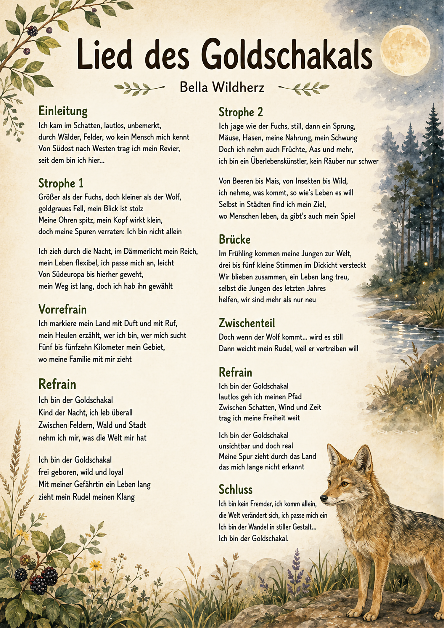 Vorschau der Lyrics zu Bellas Lied zum Goldschakal