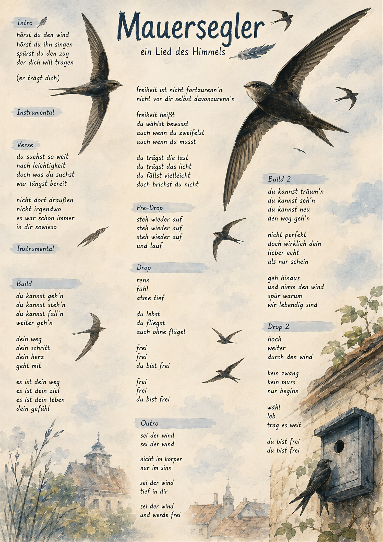 Vorschau der Lyrics zu Bellas Lied zum Mauersegler