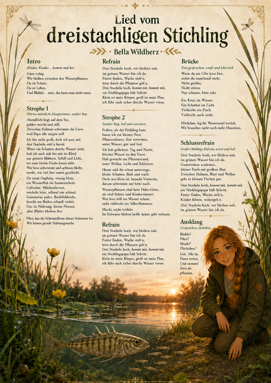 Vorschau der Lyrics zu Bellas Lied zum Dreistachligen Stichling